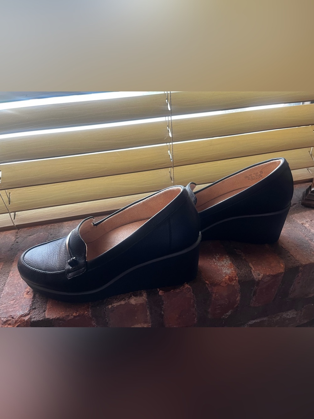 SOUL Naturalizer Black Wedge Loafers Women’s 10W Wide Comfort Shoes
